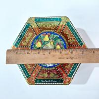 Vintage Milky Way 2000 Limited Edition Partridge in a Pear Tree Hexagonal Tin Storage Container, Holiday Christmas Cookie Tin