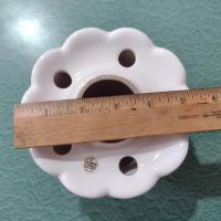 Vintage Yankee Candle Ceramic Shade Jar Topper, Red and Green Mistletoe Design, Holiday Decoration