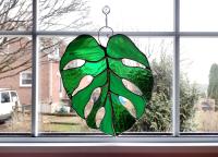 Stained Glass Monstera Leaf Suncatcher, Custom Colors Available