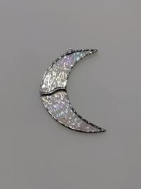 Crescent Moon Stained Glass Suncatcher- Clear Iridescent Cathedral