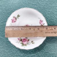 Vintage Canonsburg Moss Rose Dessert Fruit Bowls, Set of 5, MCM Pink Floral Trinket Jewelry Soap Dishes