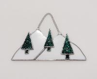 Snowy Mountain Pine Trees Suncatcher