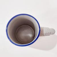 Vintage Blue and Yellow Flower Ceramic Oversized Coffee Tea Mug, Large Handcrafted Pottery Mug