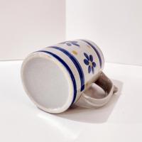 Vintage Blue and Yellow Flower Ceramic Oversized Coffee Tea Mug, Large Handcrafted Pottery Mug