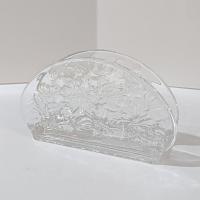 Vintage Princess House Fantasia Floral Pressed Glass Napkin Holder, Poinsettia Flower Desk Letter Holder Organizer