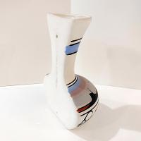 Vintage Native American Navajo Hand Painted Ceramic Wall Vase, Cheryl Maryboy Signed Pottery, Southwestern Style Half Hanging Pocket Vase