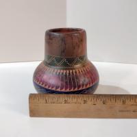 Vintage Sylvia Johnson Navajo Etched Horsehair Pottery Vase, Authentic Signed Native American Indian Ceramic Pot