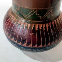 Vintage Sylvia Johnson Navajo Etched Horsehair Pottery Vase, Authentic Signed Native American Indian Ceramic Pot