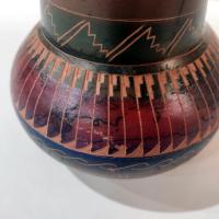 Vintage Sylvia Johnson Navajo Etched Horsehair Pottery Vase, Authentic Signed Native American Indian Ceramic Pot