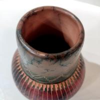 Vintage Sylvia Johnson Navajo Etched Horsehair Pottery Vase, Authentic Signed Native American Indian Ceramic Pot