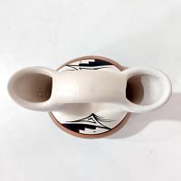 Vintage Navajo Indian Wedding Vase, Judy J Cedar Mesa Signed Pottery, Double Stemmed Flower Vase