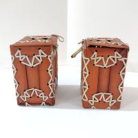 Vintage Numi Bamboo and Rattan Boxes, Set of 2, Decorative Trinket Boxes