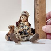 Vintage 1995 Yesterday's Child The Dollstone Collection I Wannabe Series #1, Boyds Bears Figurine Nurse Girl with Teddy Bear