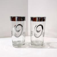 Vintage Glastonbury Lotus Monogram Platinum Letter O Highball Glasses, Set of Two