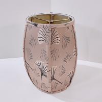 Vintage Oblong Balloon Shaped Fabric Lamp Shade with Fan Print Design, Neutral Beige and Black Patterned Lampshade