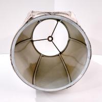 Vintage Oblong Balloon Shaped Fabric Lamp Shade with Fan Print Design, Neutral Beige and Black Patterned Lampshade