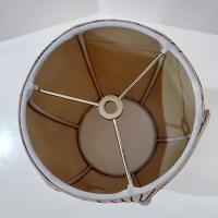 Vintage Oblong Balloon Shaped Fabric Lamp Shade with Fan Print Design, Neutral Beige and Black Patterned Lampshade