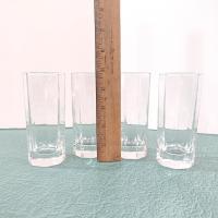 Vintage Octime Clear 5 Ounce Juice Cordial Glasses, Set of 4, Octagonal Tall Shot Glasses