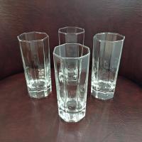 Vintage Octime Clear 5 Ounce Juice Cordial Glasses, Set of 4, Octagonal Tall Shot Glasses