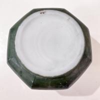 Vintage Green and Pink Floral Hand Painted Milk Glass Oil Lamp Base