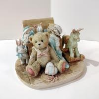 Vintage 1991 Cherished Teddies Christopher Old Friends are the Best Friends, Priscilla Hillman 950483 Enesco Teddy Bear Toy Box Figurine