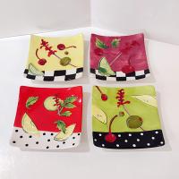 Vintage Cocktail Garnish Themed Square Ceramic Appetizer Plates, Set of 4