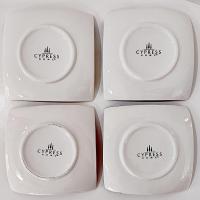 Vintage Cocktail Garnish Themed Square Ceramic Appetizer Plates, Set of 4