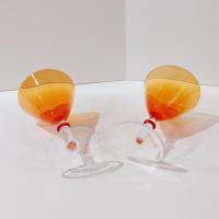 Vintage Orange Martini Cocktail Glasses, Set of Two, Gran Gala Triple Orange Liqueur Advertising Glasses