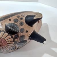 Vintage Hand Painted Tonala Jalisco Ceramic Owl Figurine, Mexican Folk Art Pottery Owl