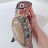 Vintage Hand Painted Tonala Jalisco Ceramic Owl Figurine, Mexican Folk Art Pottery Owl