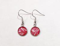 Painted Earrings, Red and Silver