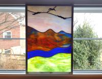 Mountain Sunrise Stained Glass Window Panel