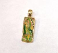 Painted Pendant, Gold and Green