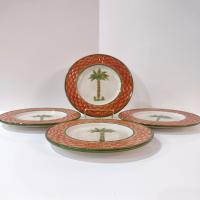 Vintage Nassau Palm Tree Ceramic Salad Appetizer Plates, Set of Four