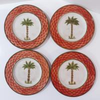 Vintage Nassau Palm Tree Ceramic Salad Appetizer Plates, Set of Four