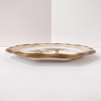 Vintage Octagonal Palm Tree Dinner Plate with Bamboo Edge, Today's Living TOL5 Ceramic Plate