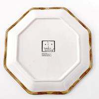 Vintage Octagonal Palm Tree Dinner Plate with Bamboo Edge, Today's Living TOL5 Ceramic Plate