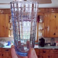 Vintage Blue Block Optic Highball Glasses, Set of 4, Blue Windowpane 9 Ounce Straight Tumblers