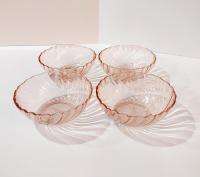 Vintage Pink Arcoroc Rosaline Swirl Dessert Bowls, Set of Four