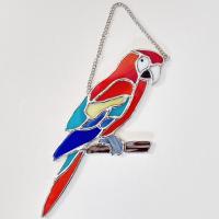 Stained Glass Parrot Suncatcher, Scarlet Macaw Glass Bird