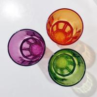 Vintage Jewel Tone Glass 16 Ounce Tumblers, Set of Three, Purple Orange Green Drinking Glasses