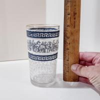 Vintage Jeanette Patrician Blue Highball Glasses and Ice Bucket Set with Caddy, Complete MCM Cocktail Set of 8