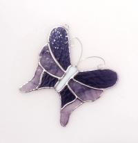 Stained Glass Butterfly Suncatcher, Purple Cathedral and Opalescent Art Glass, Custom Colors Available