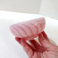 Vintage Pink Swirl Hand Blown Glass Bowl, Trinket Dish