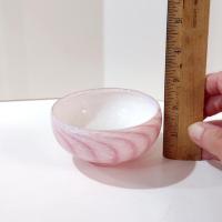 Vintage Pink Swirl Hand Blown Glass Bowl, Trinket Dish