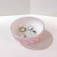 Vintage Pink Swirl Hand Blown Glass Bowl, Trinket Dish