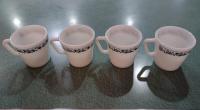 Set of 4 Vintage Pyrex Old Town Blue D Handle Mugs, #1410 Design