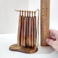 Vintage Wooden Pear Shaped Cork Coasters with Stand Holder, Set of 8