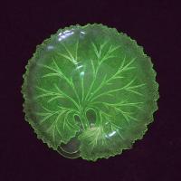 Vintage Indiana Uranium Glass Pebble Leaf Luncheon Salad Plate, Green Depression Glass Plate