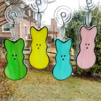 Easter Bunny Peeps Stained Glass Suncatcher, Easter Window Decoration